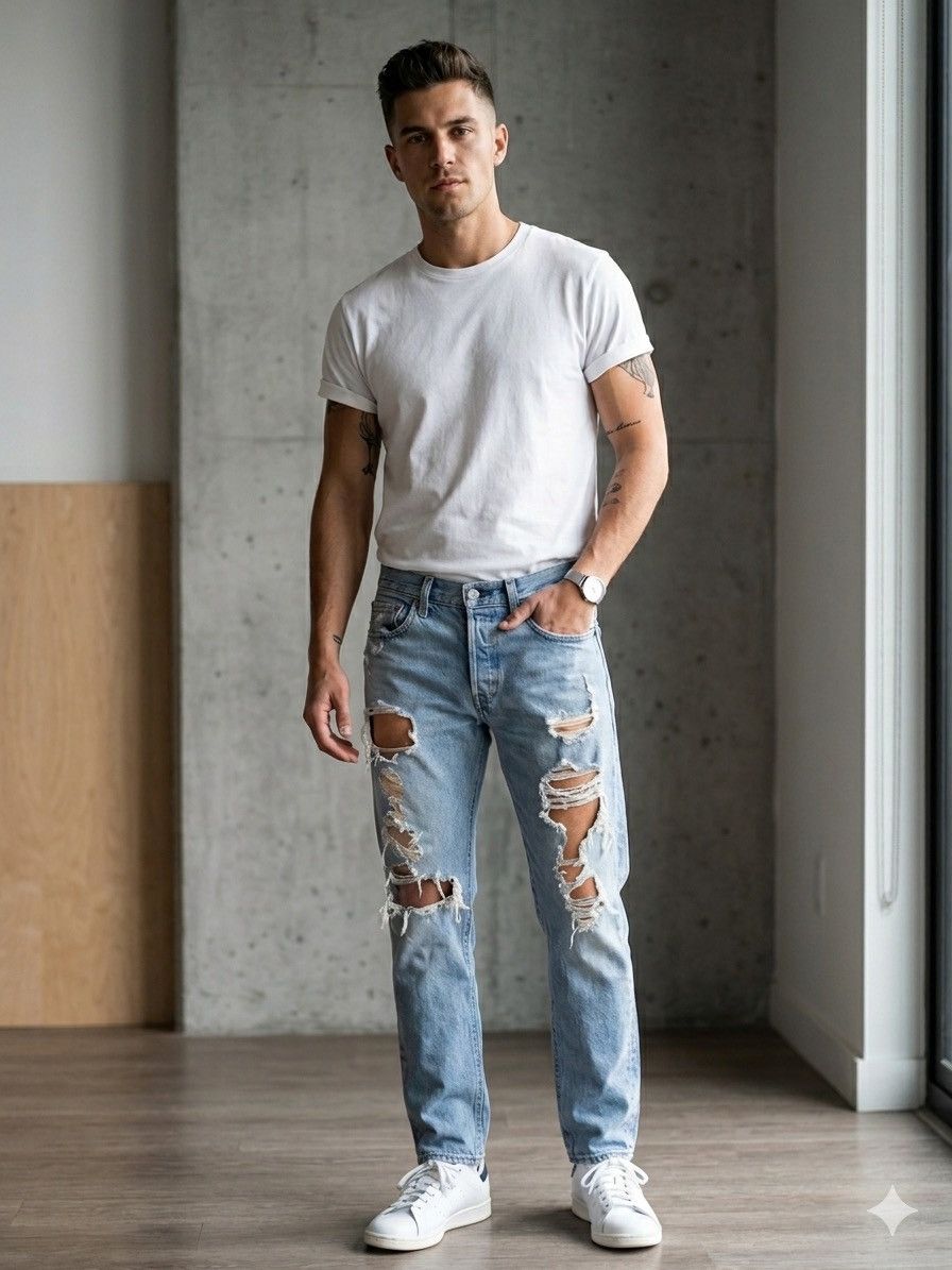 Levi's Levi's 501 button-fly ripped Y2K light wash denim jeans30x32 Size US 30 / EU 46 - 1 Thumbnail