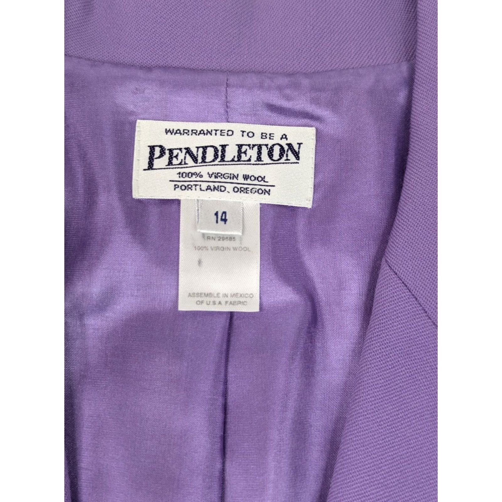 Pendleton VINTAGE Pendleton Blazer Coat Women 14 Wool Purple 42 Chest Notch Lined Wool 100% Satin Lined Business Regular Vintage Womens Blazer Size XL / US 12-14 / IT 48-50 - 2 Thumbnail