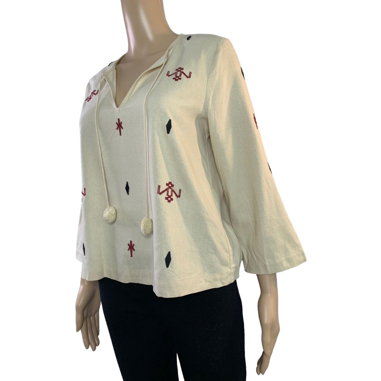 Madewell Madewell Womens Size XXS Ivory 100% Silk Top Embroidered Size XXS / US 00 / IT 34 - 2 Thumbnail