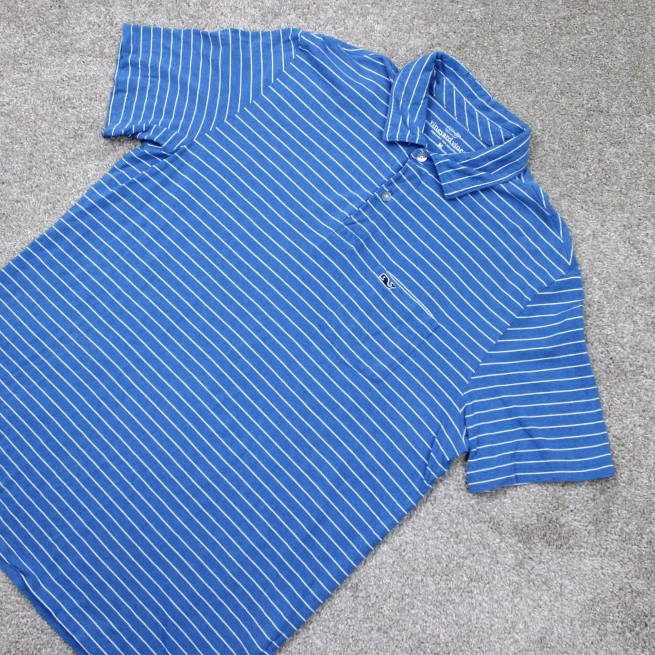 Vineyard Vines Vineyard Vines Polo Shirt Mens Medium Blue/White Stripe Short Sleeve Size US M / EU 48-50 / 2 - 3 Thumbnail