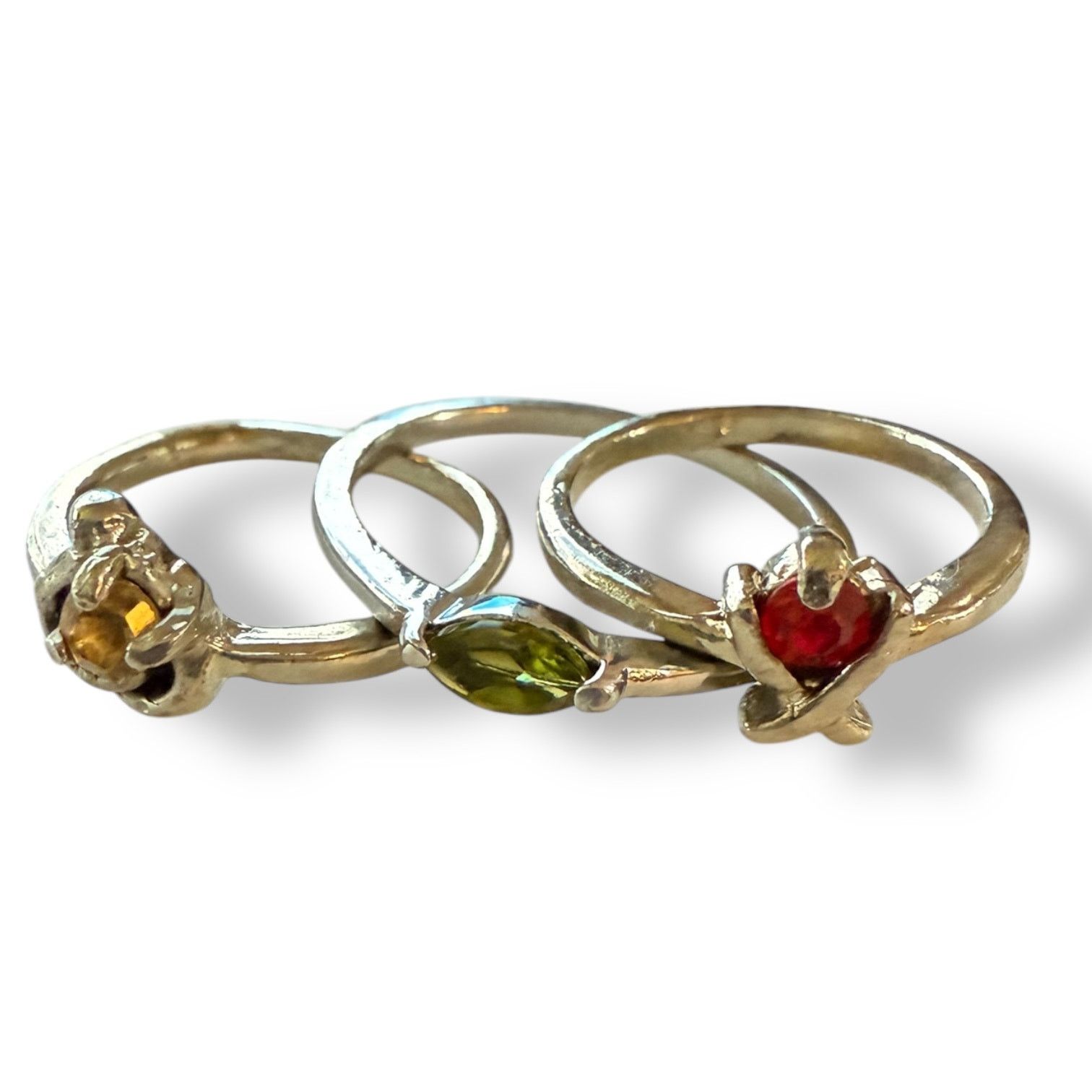 Other Silver 3 Multi Finger Ring Lot With Gemstones Size 5-9 Size ONE SIZE - 1 Thumbnail