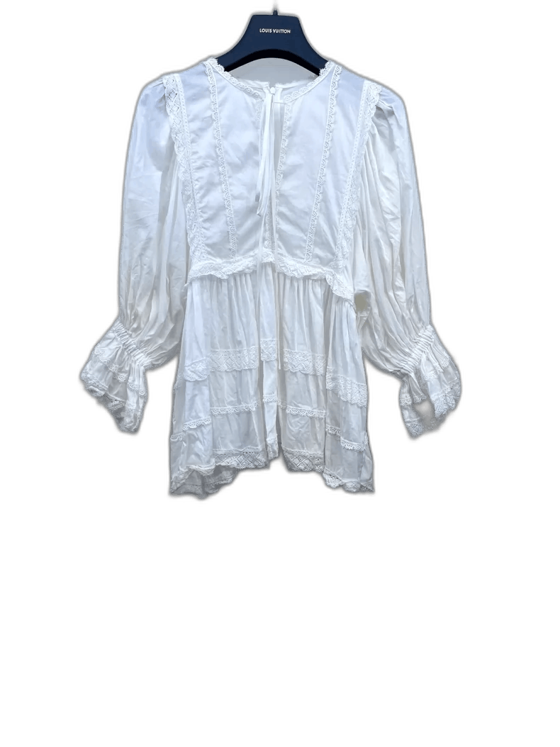 Dolce & Gabbana Dolce&Gabbana Lace Trimmed White Shirt Size US M / EU 48-50 / 2 - 1 Thumbnail