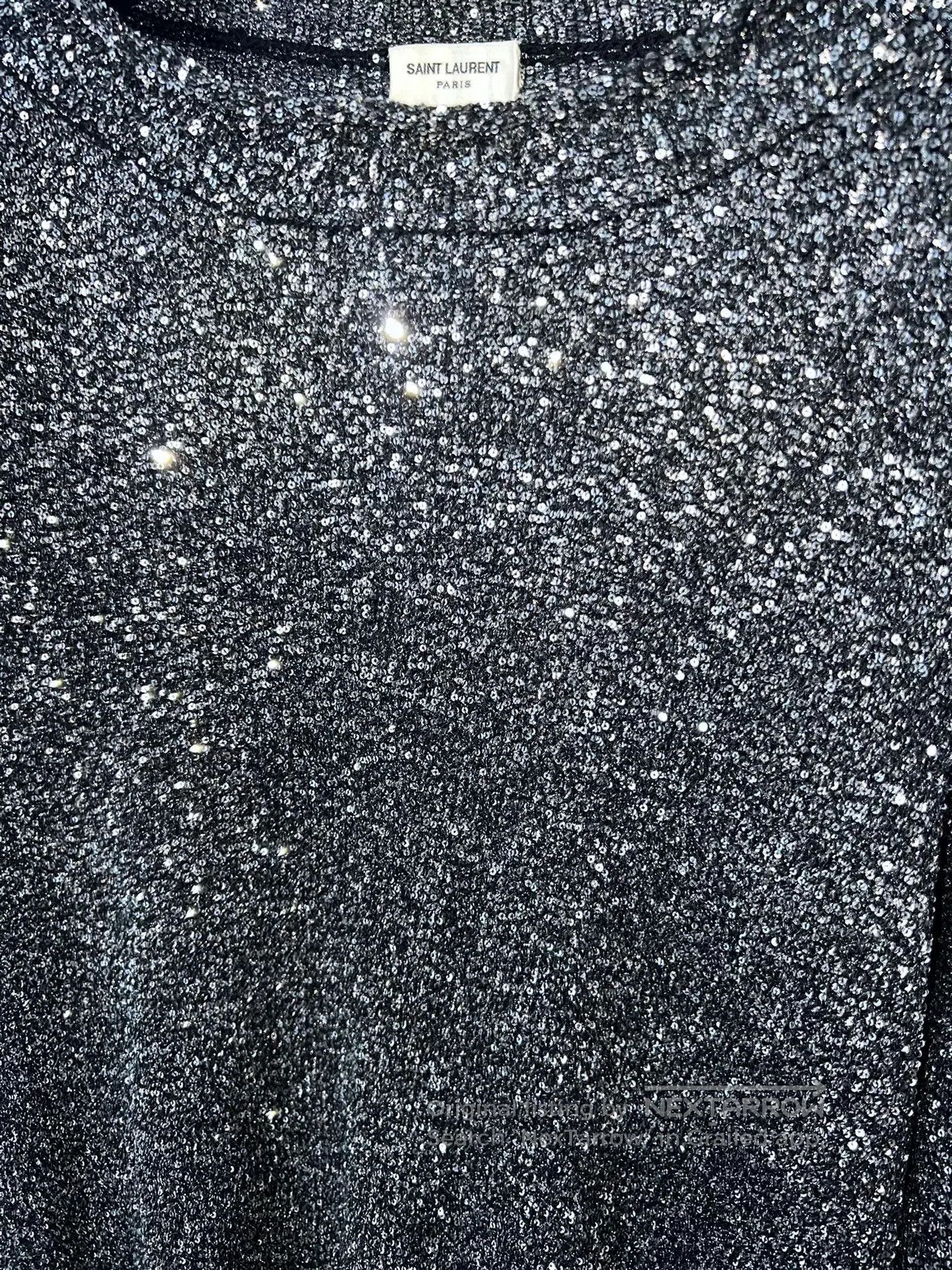 Saint Laurent Paris Saint Laurent Silver Sequin Sweater. Size L / US 10 / IT 46 - 3 Thumbnail