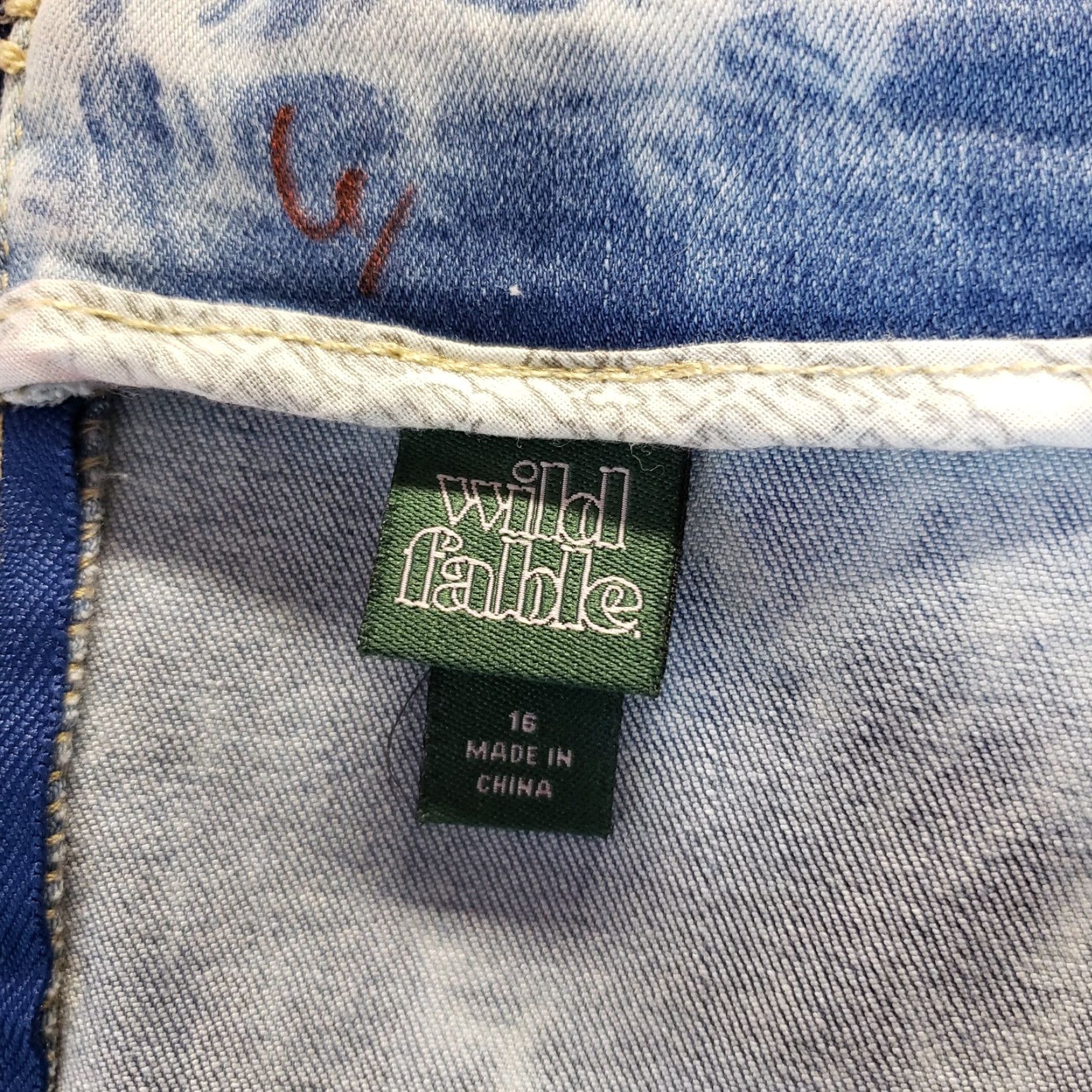 Vintage Wild Fable Denim Skirt Sz 16 Blue Pink Tie Dye Cotton Blend Womens Size 38" / US 16 / IT 52 - 4 Thumbnail