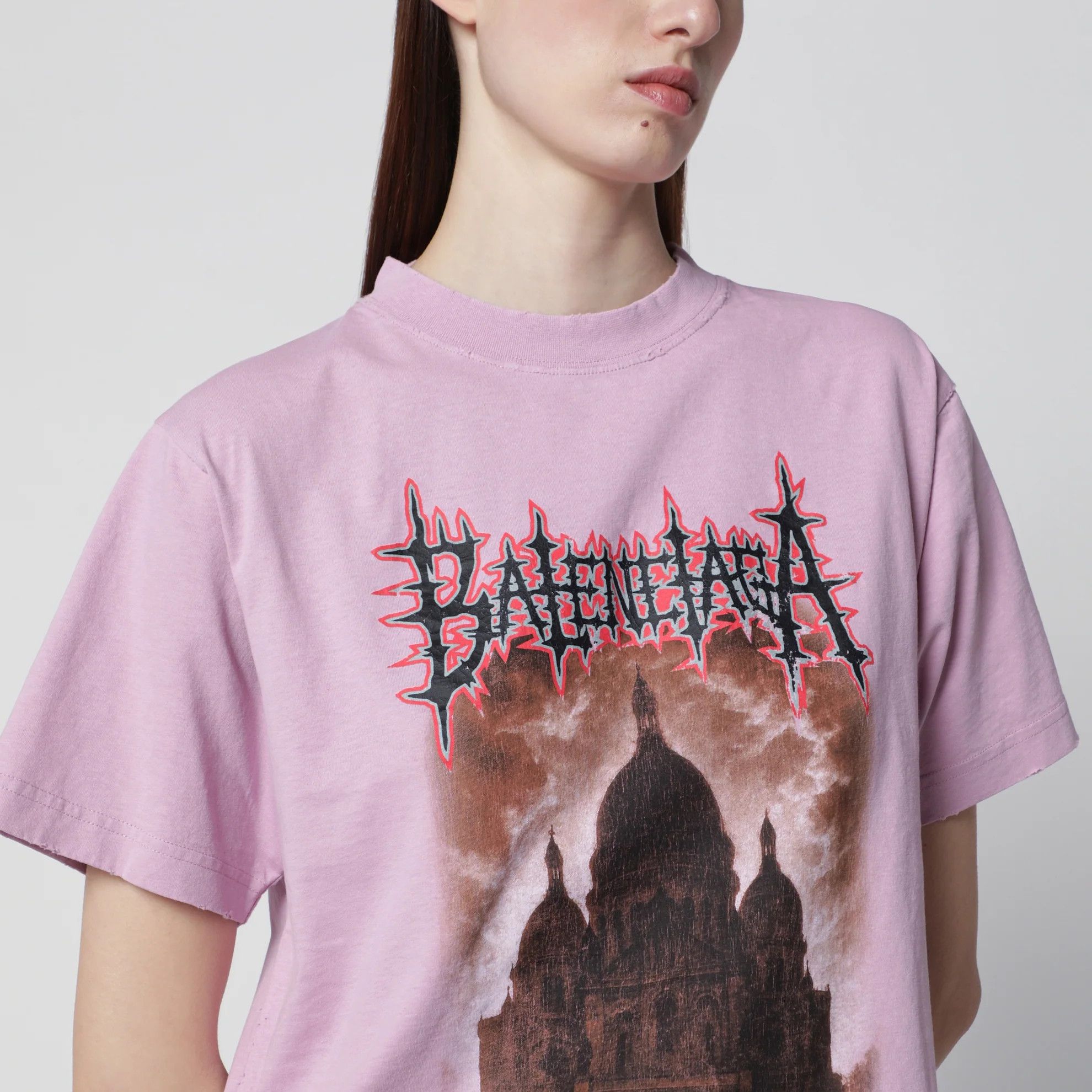 Balenciaga o1d2blof0426 Short Sleeve T-Shirt in Pink Size XS / US 0-2 / IT 36-38 - 4 Thumbnail