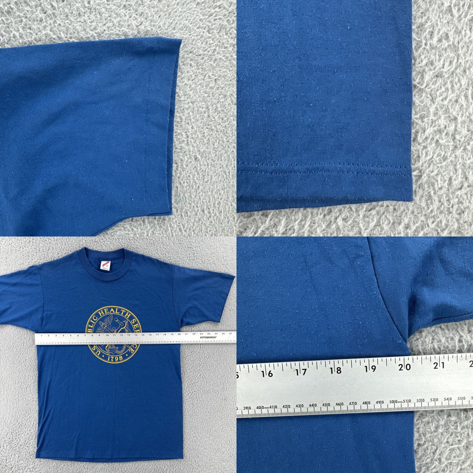 Jerzees VINTAGE Jerzees T-Shirt USA Public Health Service Blue Single Stitch Crew Neck Short Sleeve L Men Size US L / EU 52-54 / 3 - 8 Thumbnail