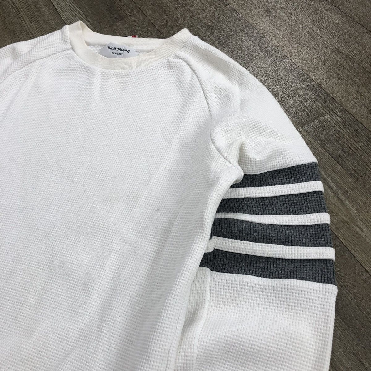 Thom Browne 🇮🇹Vintage Thom Browne Wafle 4 Bar Striped Luxury Sweatshirt Size US S / EU 44-46 / 1 - 3 Thumbnail