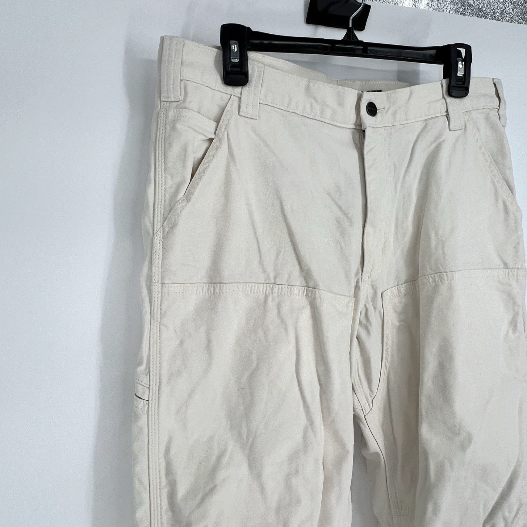 Carhartt Carhartt Double Knee Work Pants BN2802-M 35x32 Canvas Relaxed Fit Cargo Pockets Beige/Wht Size US 35 - 3 Thumbnail