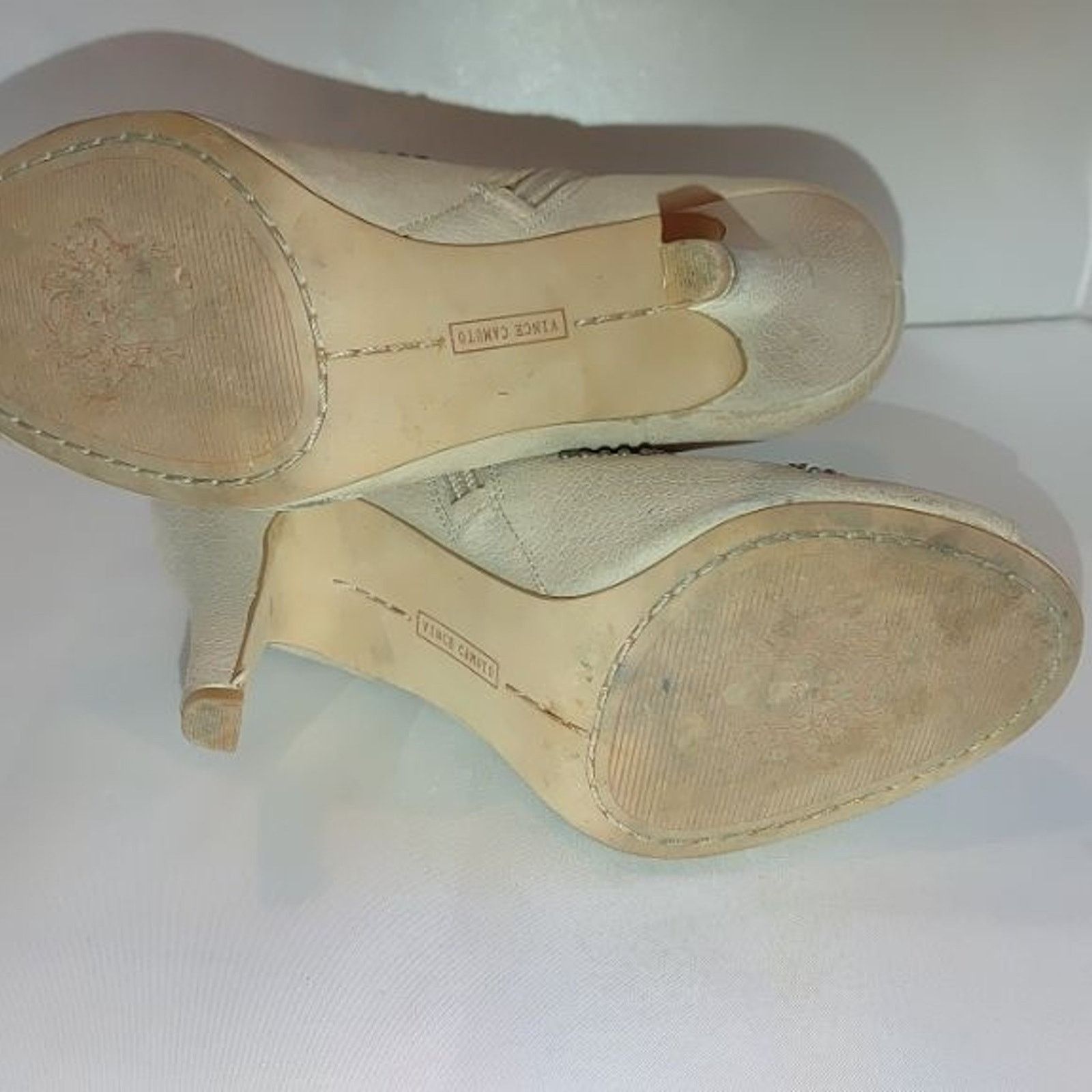 Vince Camuto Vince Camuto Kanster Beige Leather Peep Toe Booties Size 6 Size US 6 / IT 36 - 10 Thumbnail