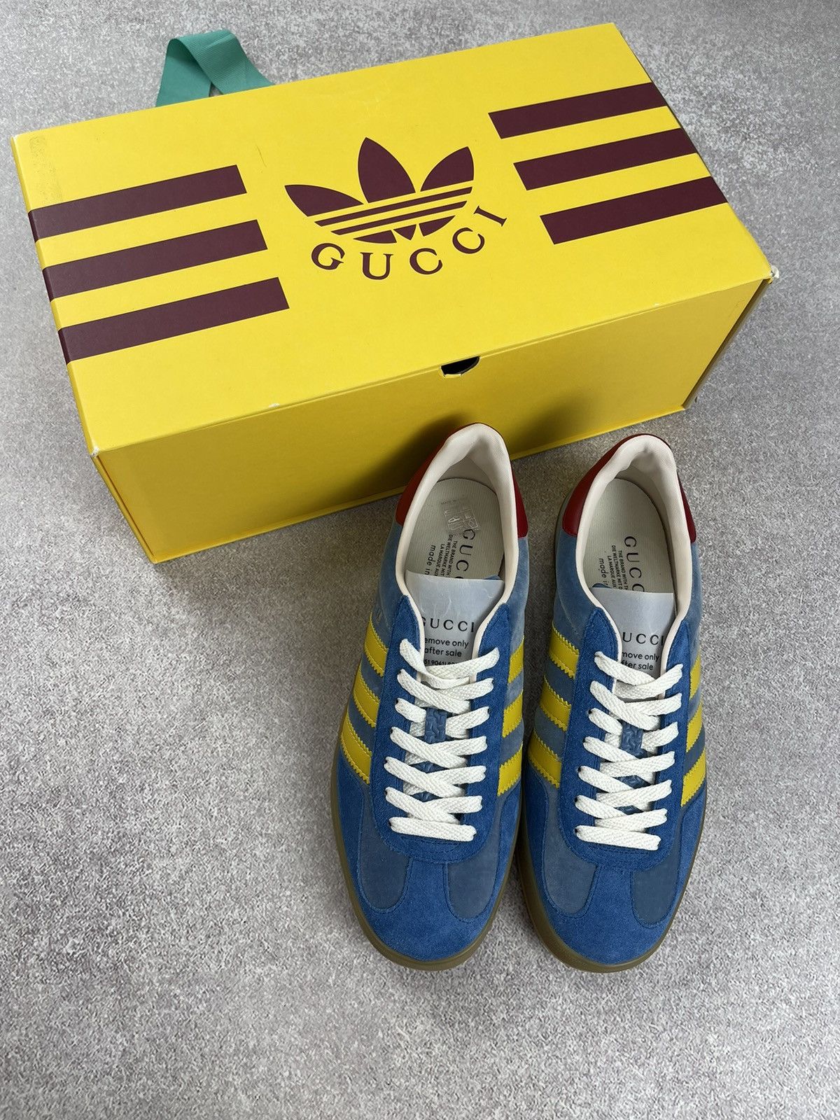 Gucci Adidas x Gucci Gazelle Blue/Yellow Size US 8.5 Size US 8.5 / EU 41-42 - 4 Thumbnail