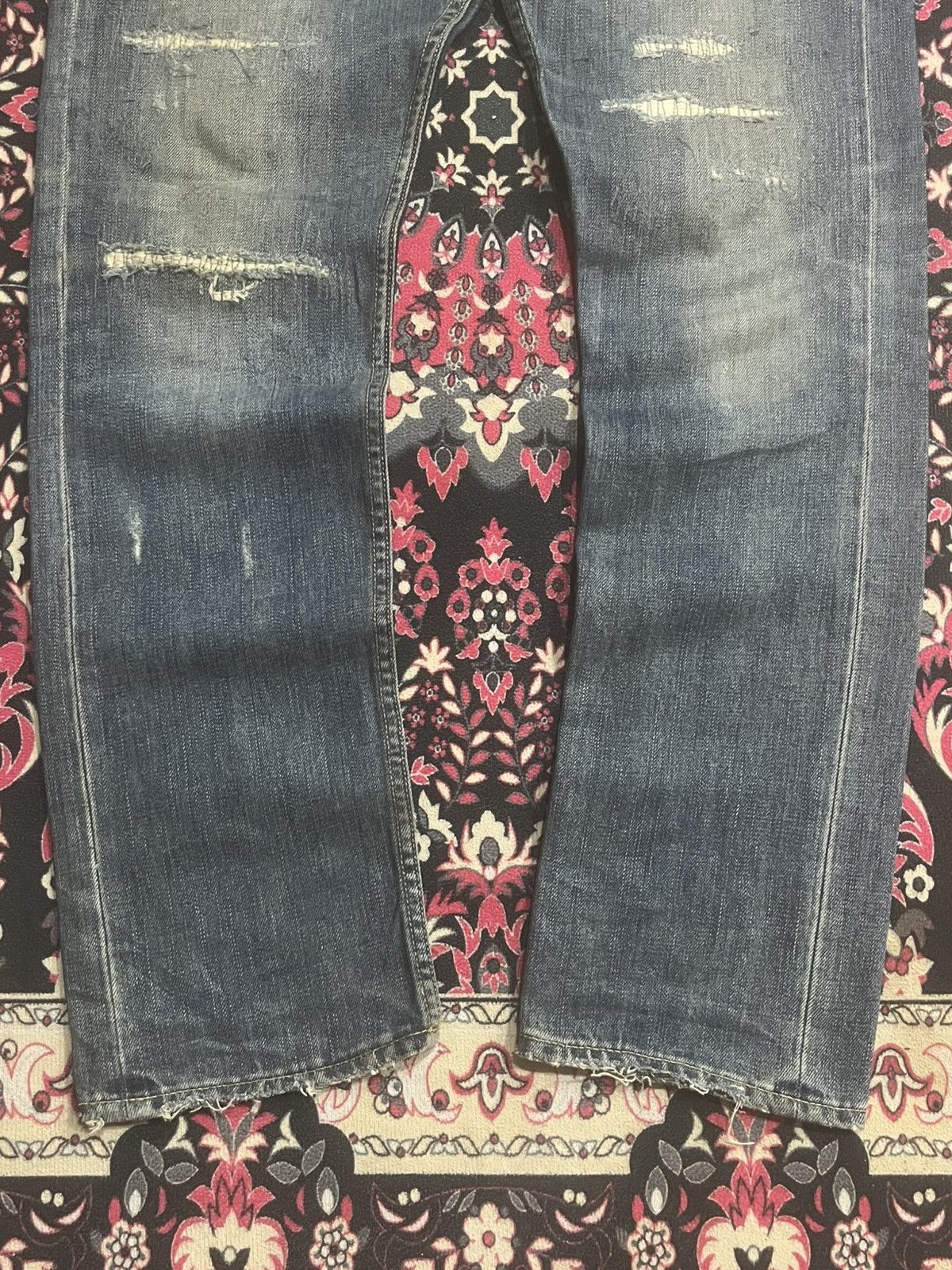 Japanese Brand Vintage And Suns Trust No One Sashiko Blue Whisker Jeans Size US 30 / EU 46 - 10 Thumbnail