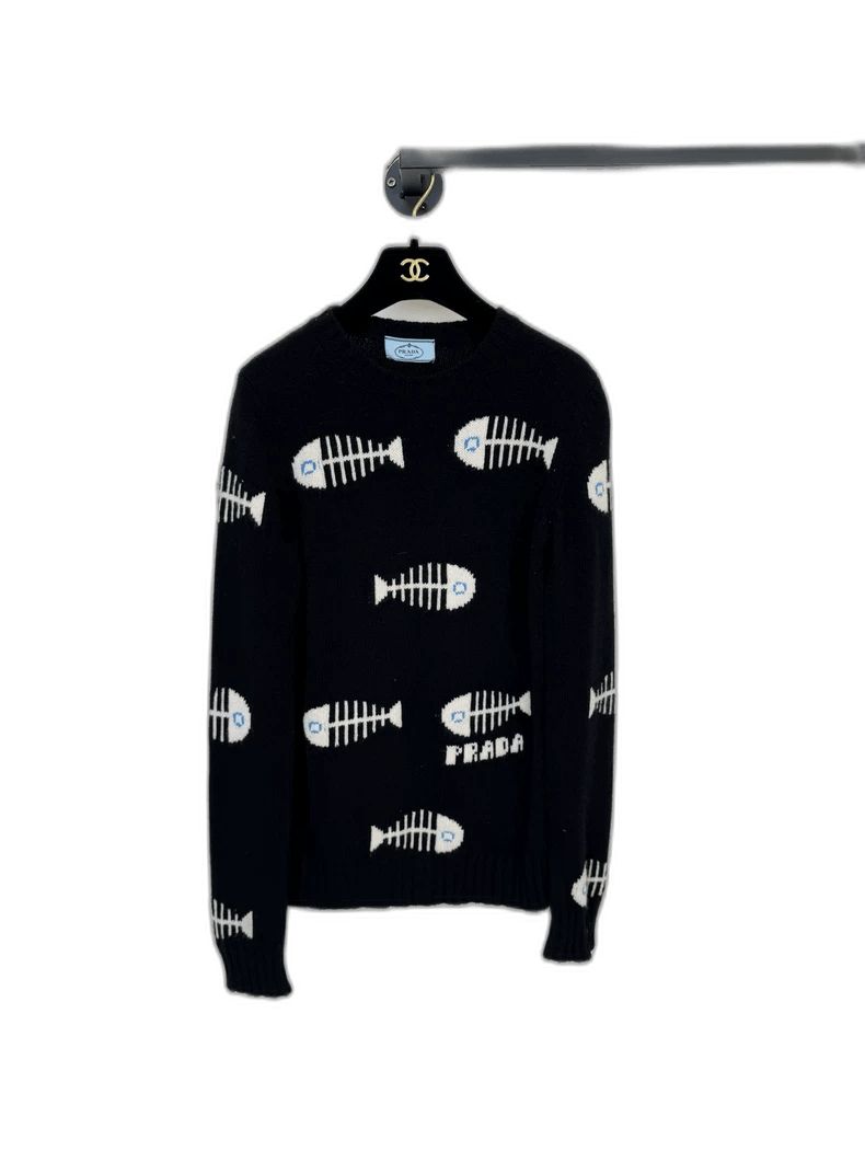 Prada PRADA Fishbone Pattern Wool Cashmere Sweater Size M / US 6-8 / IT 42-44 - 1 Thumbnail