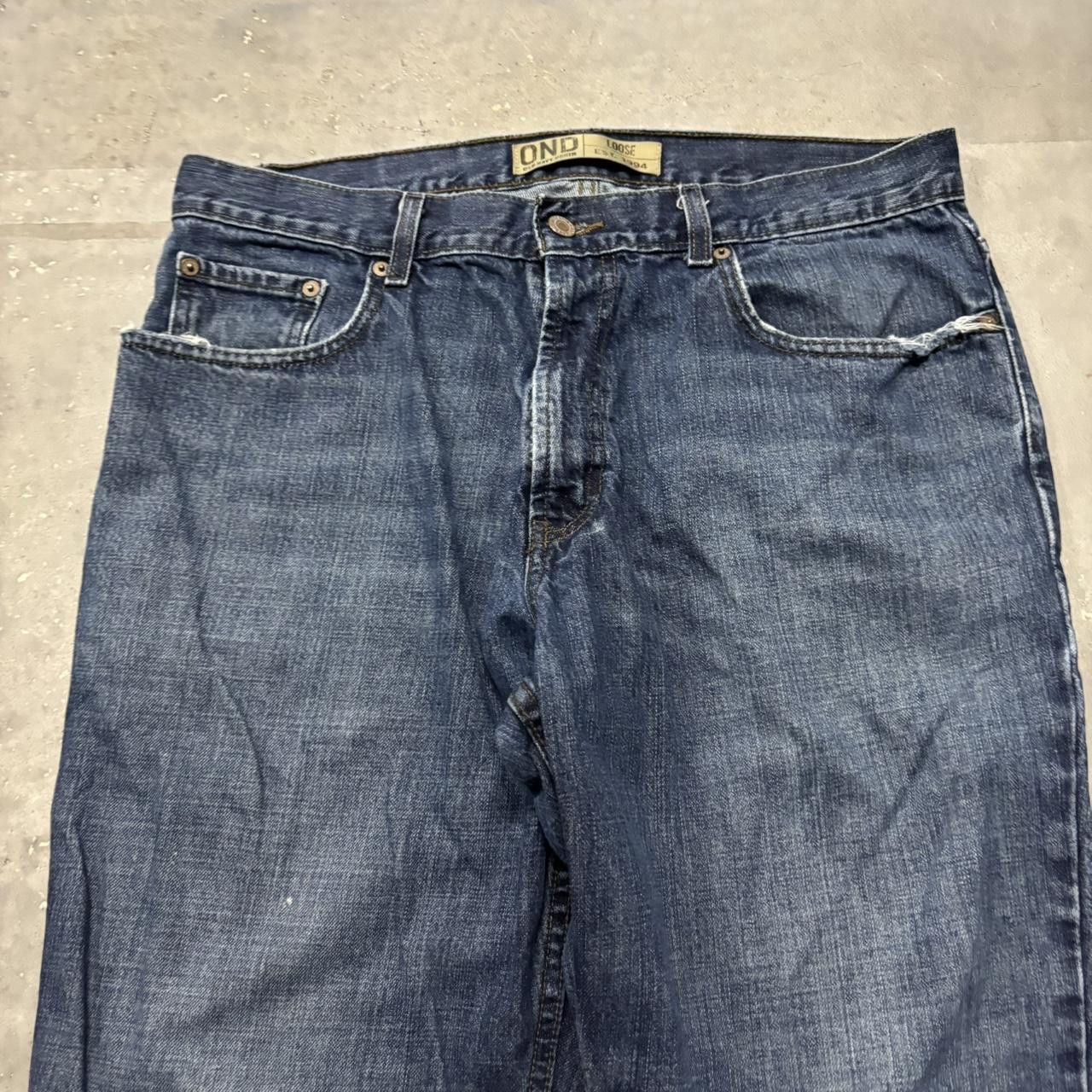 Japanese Brand × Vintage Vintage Y2K Baggy Dark Wash Loose Skater Style Denim Jeans! Size US 33 - 5 Thumbnail
