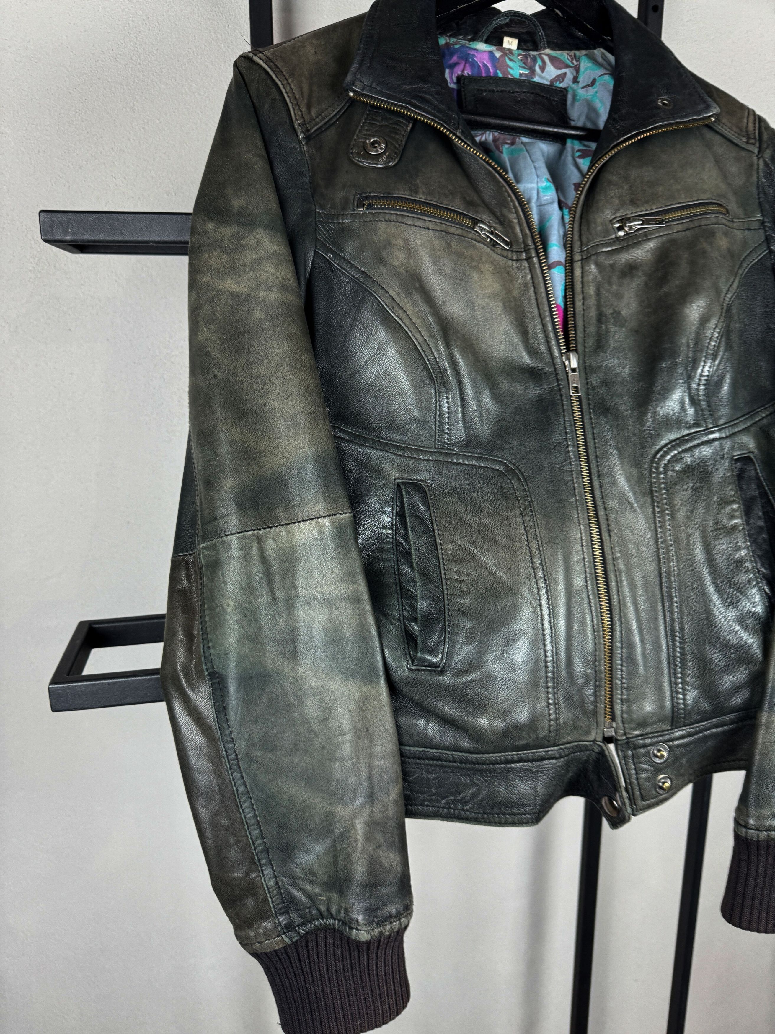 Tornado Mart Gothic Japanese Faded Washed Real Leather Cropped Jacket Size US XS / EU 42 / 0 - 2 Thumbnail