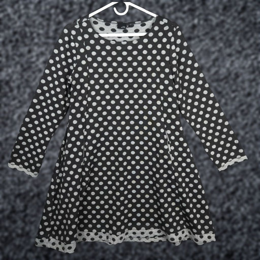 Vintage VINTAGE Lisa Bayne Women’s Sweater Dress Polka Dot Pockets 3/4 Sleeve Knee Length Gray Medium Casual Womens Size M / US 6-8 / IT 42-44 - 1 Thumbnail