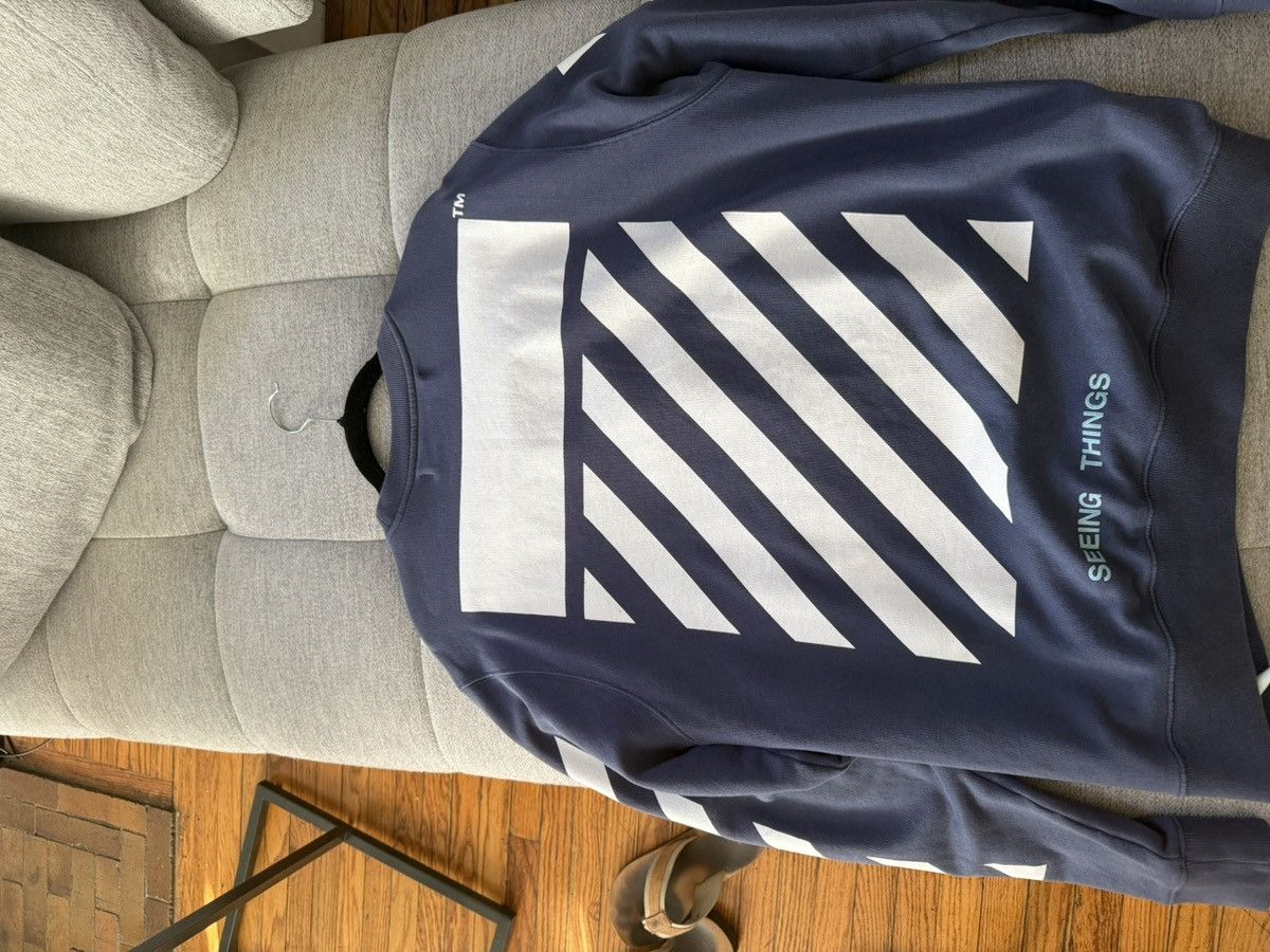 Off-White RARE Off-White Carvaggio Seeing Things Blue Crewneck Size US M / EU 48-50 / 2 - 3 Thumbnail