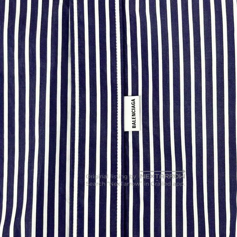 Balenciaga Balenciaga Navy and white striped shirt with newspaper pat Size XS / US 0-2 / IT 36-38 - 6 Thumbnail