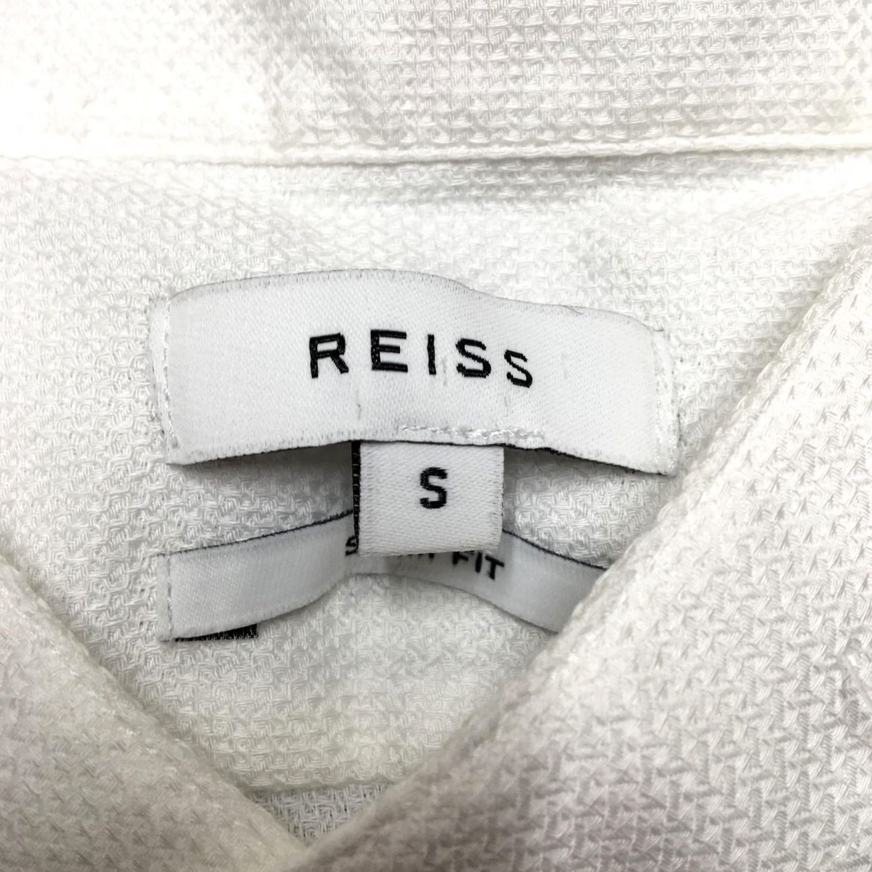 Reiss Reiss Shirt Mens Small White Grandad Collar Slim Fit Long Sleeve Textured Cotton Size US S / EU 44-46 / 1 - 4 Thumbnail