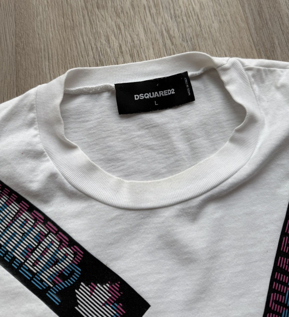Dsquared2 Dsquared2 White Striped Logo T-Shirt Size US L / EU 52-54 / 3 - 5 Thumbnail