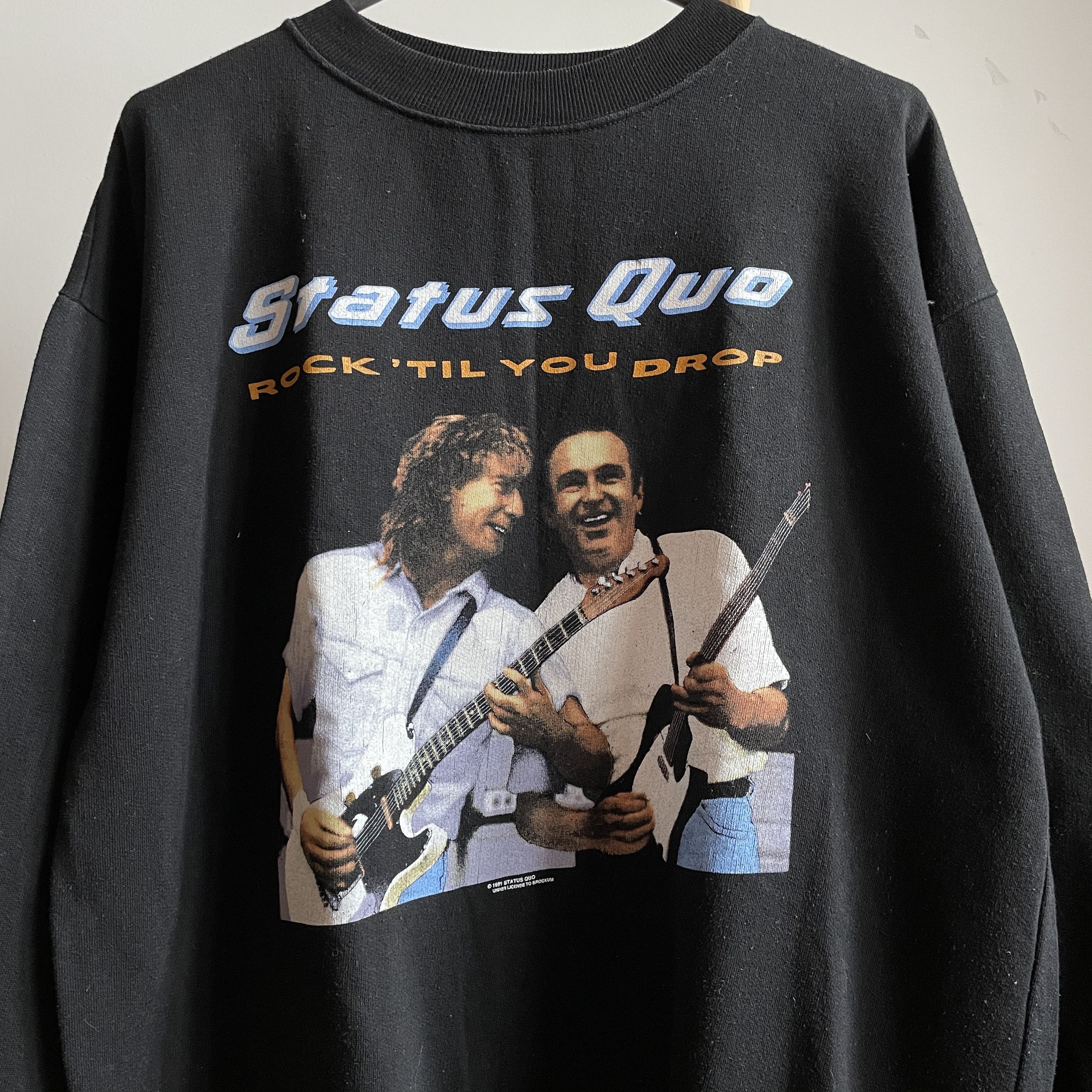 Band Tees Status Quo Rock Til' You Drop Vintage 1991 Tour Sweatshirt Size US XL / EU 56 / 4 - 3 Thumbnail