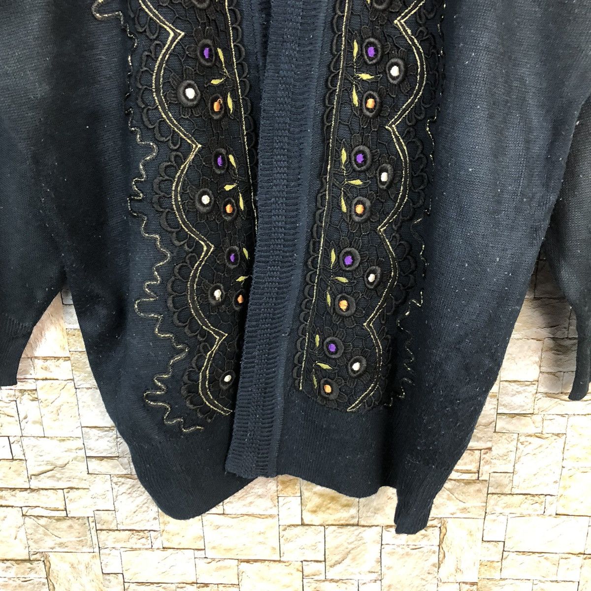 Vintage Japan vintage art Dark Blue Cardigan knitwear #A462 Size XL / US 12-14 / IT 48-50 - 6 Thumbnail