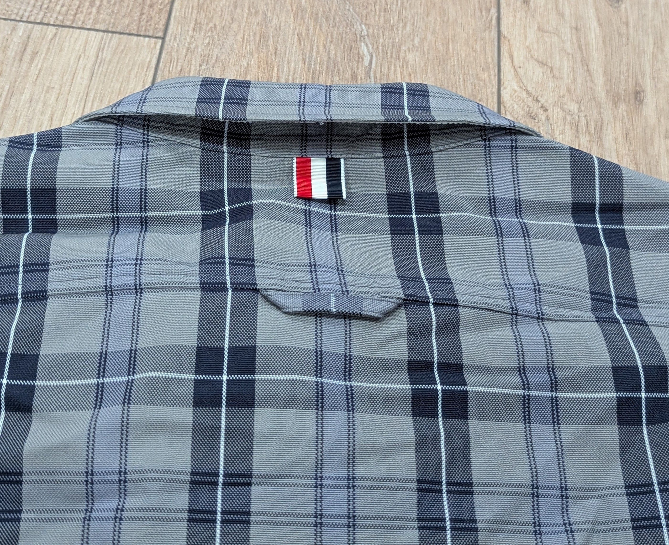 Thom Browne THOM BROWNE Plaid Curved Hem Shacket Shirt Jacket Gray 4 Size US XL / EU 56 / 4 - 6 Thumbnail