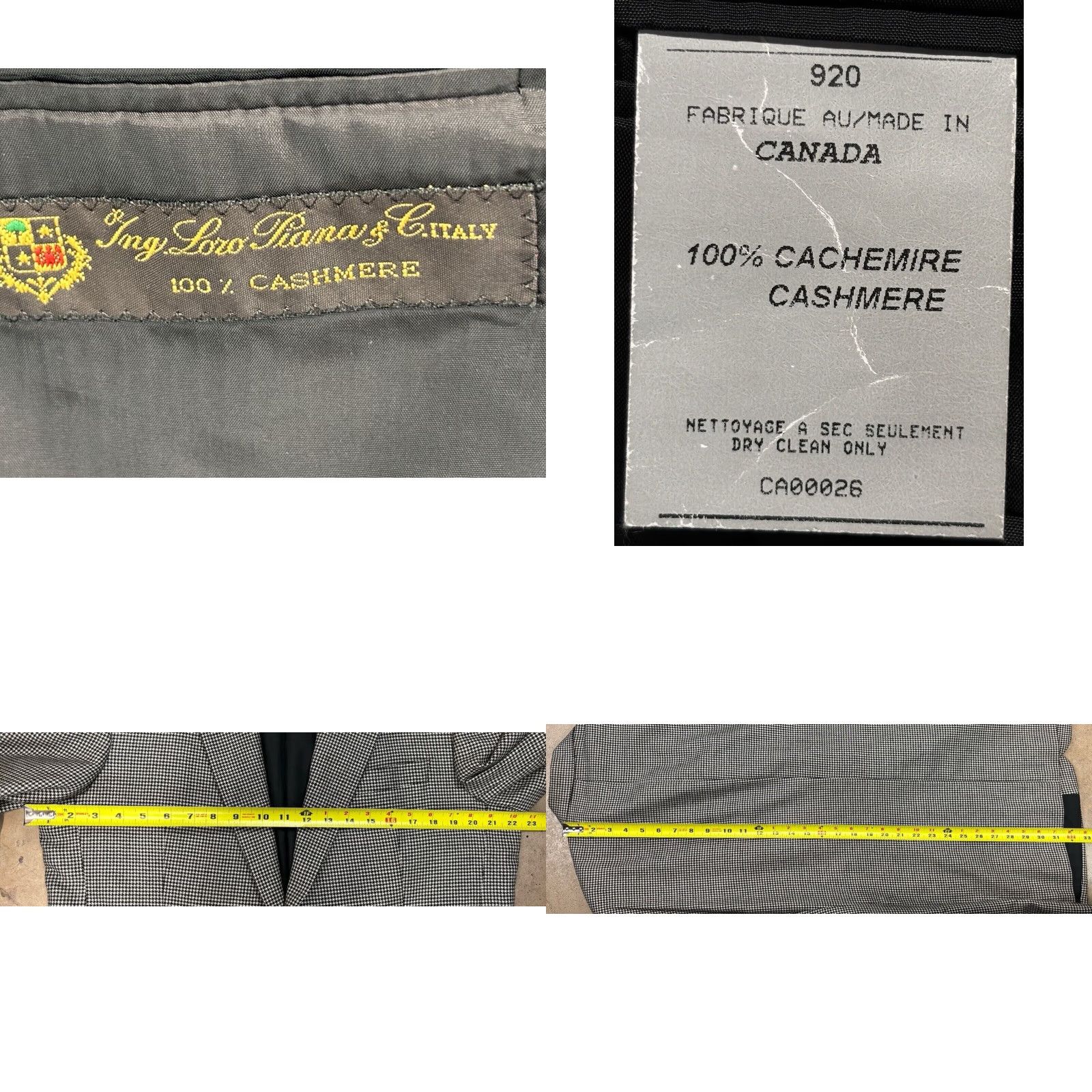 Loro Piana Arnold Brant Loro Piana 100% Cashmere Blazer Sz 44 R Mini Houndstooth Flaws Size 44R - 8 Thumbnail