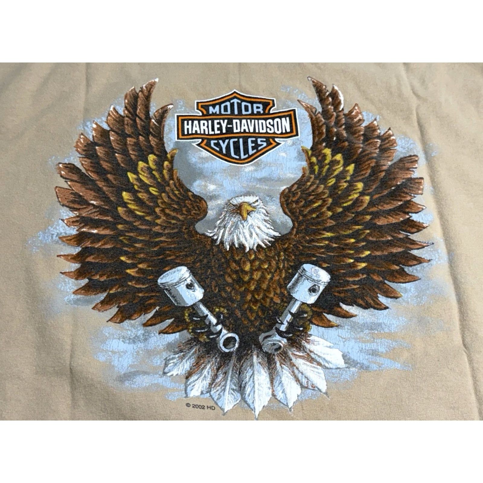 Harley Davidson VINTAGE Harley-Davidson Eagle T-Shirt XL Beige Crew Neck Men Size US XL / EU 56 / 4 - 3 Thumbnail