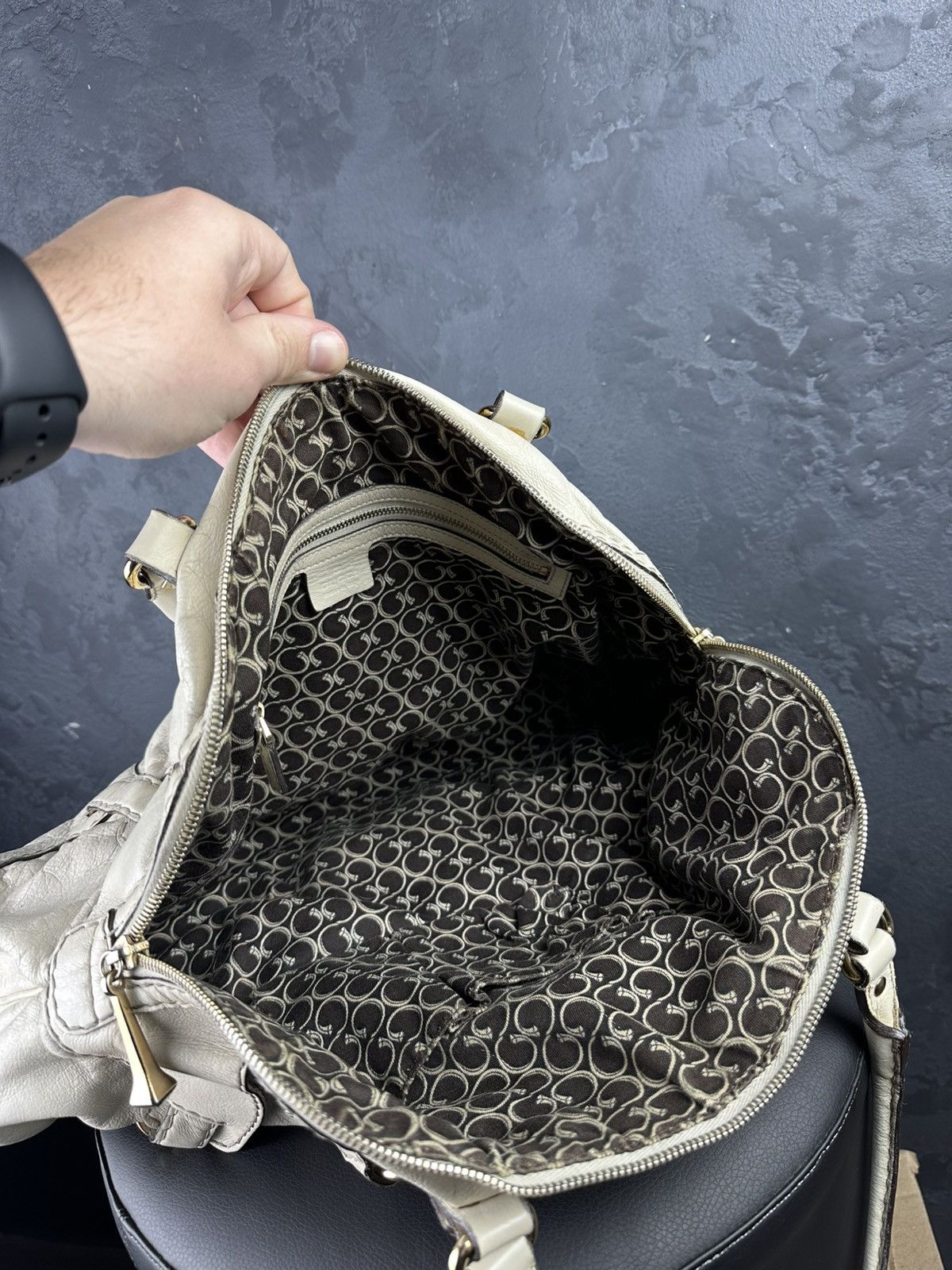 Gucci Gucci Ivory Leather Horsebit Nail Medium Tote Boston Bag Size ONE SIZE - 12 Thumbnail