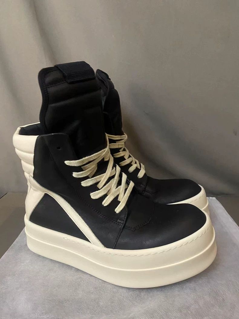 Rick Owens Black Leather High Top Sneakers-dmc