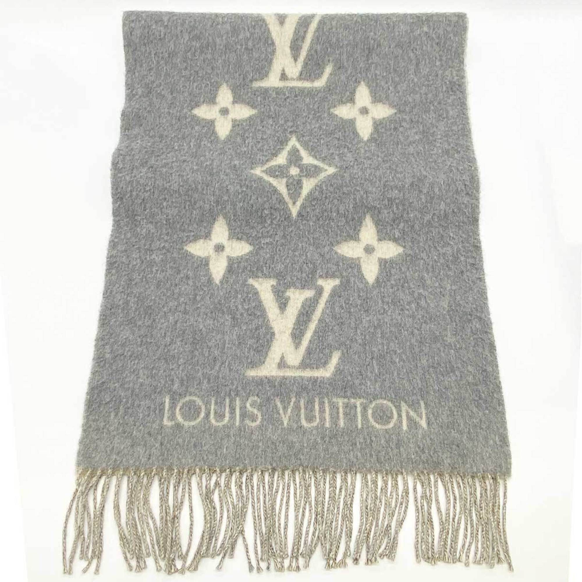 image of Louis Vuitton Muffler Escharpe Reykjavik Stole Monogram Gray Cashmere Women Men M71126 Used in Grey