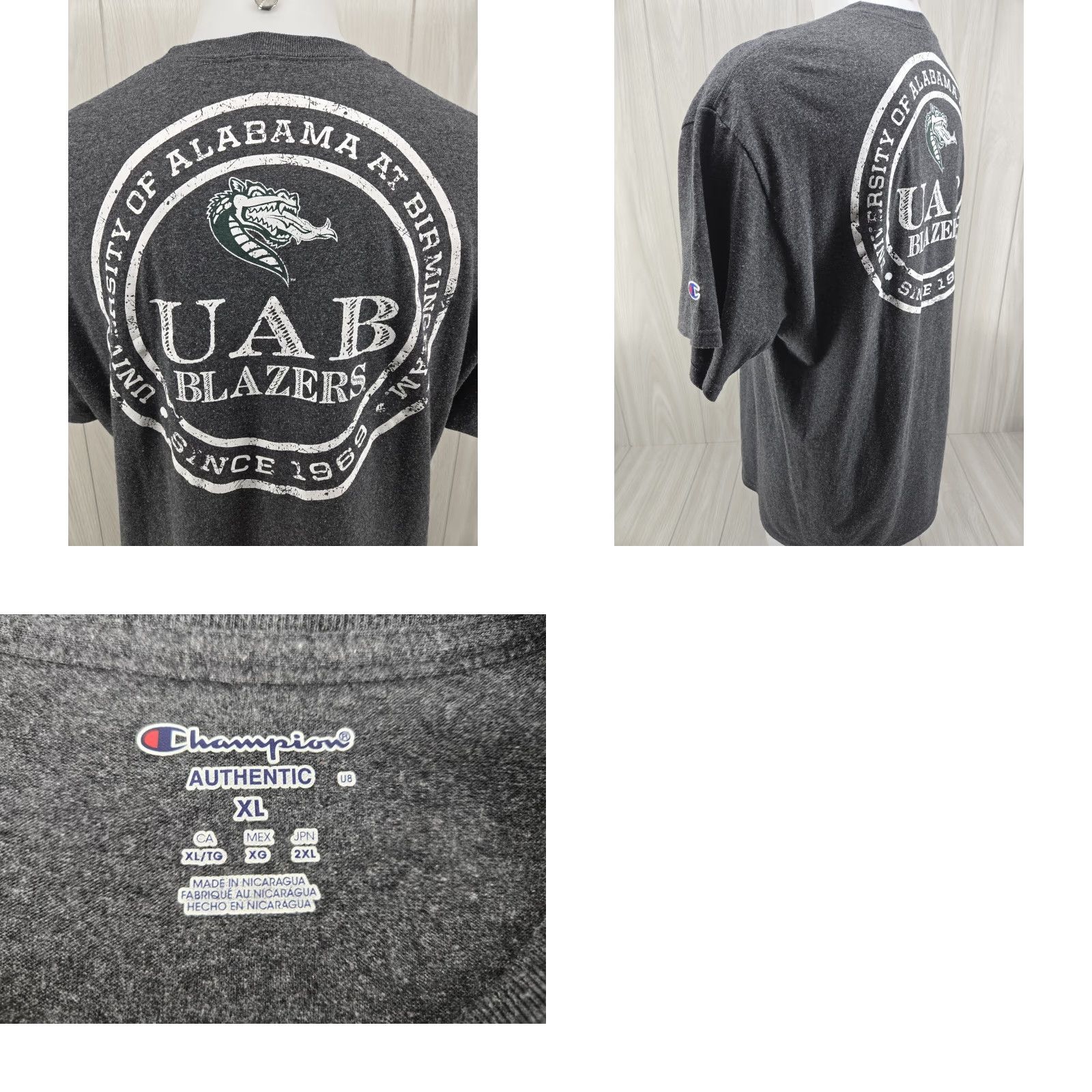 Champion VINTAGE UAB Blazers Champion T Shirt Mens XL Gray Double Sided Size US XL / EU 56 / 4 - 8 Thumbnail