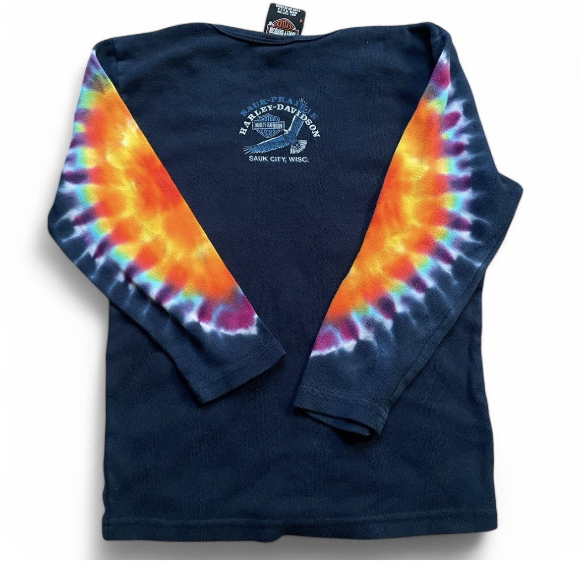 Harley Davidson × Vintage Tie-dye Harley Davidson 3/4 sleeve tee Size S / US 4 / IT 40 - 2 Thumbnail