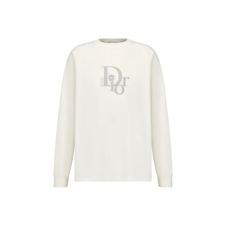 Dior Dior Logo Embroidered Long Sleeve T-Shirt 0079 Size US XL / EU 56 / 4 - 1 Thumbnail