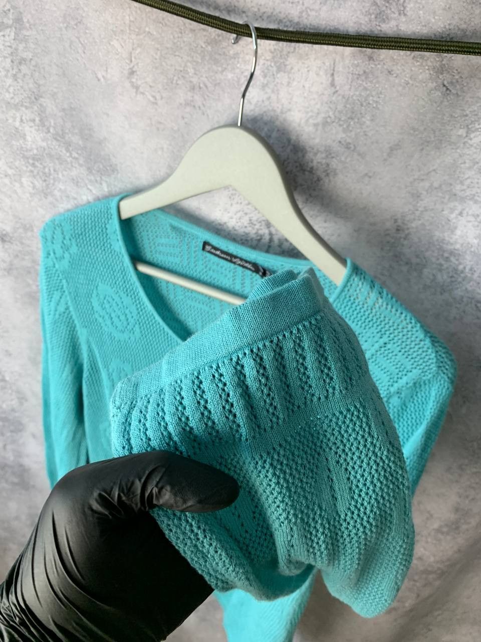 Designer Gudrun Sjoden Green Cotton Pointelle Knit Cardigan Sweater Size M / US 6-8 / IT 42-44 - 11 Thumbnail