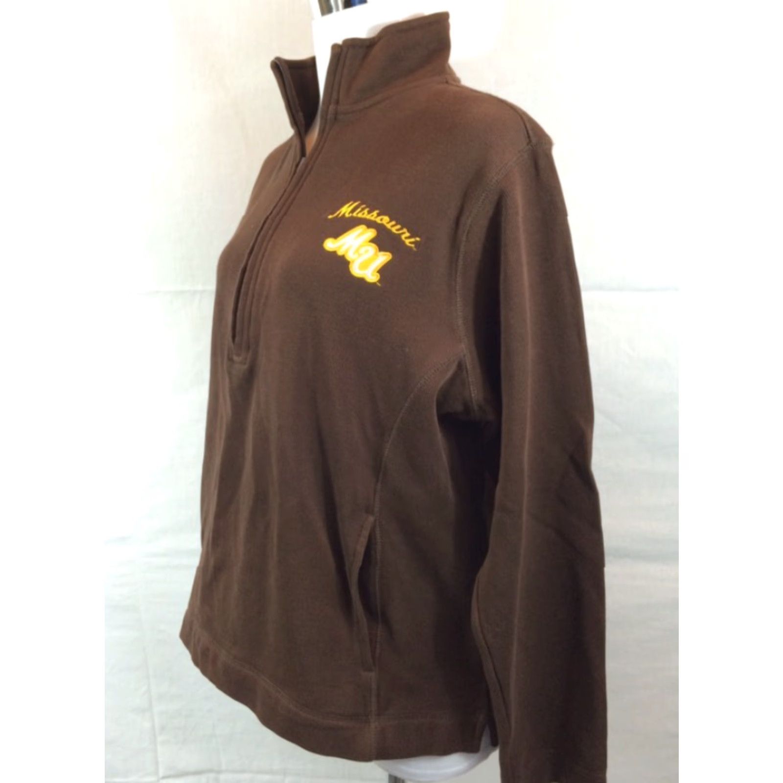 Vintage Missouri MU 1/2 Zip Long Sleeve Jacket Heavy - Pockets Sz L - Brown EUC Size L / US 10 / IT 46 - 2 Thumbnail