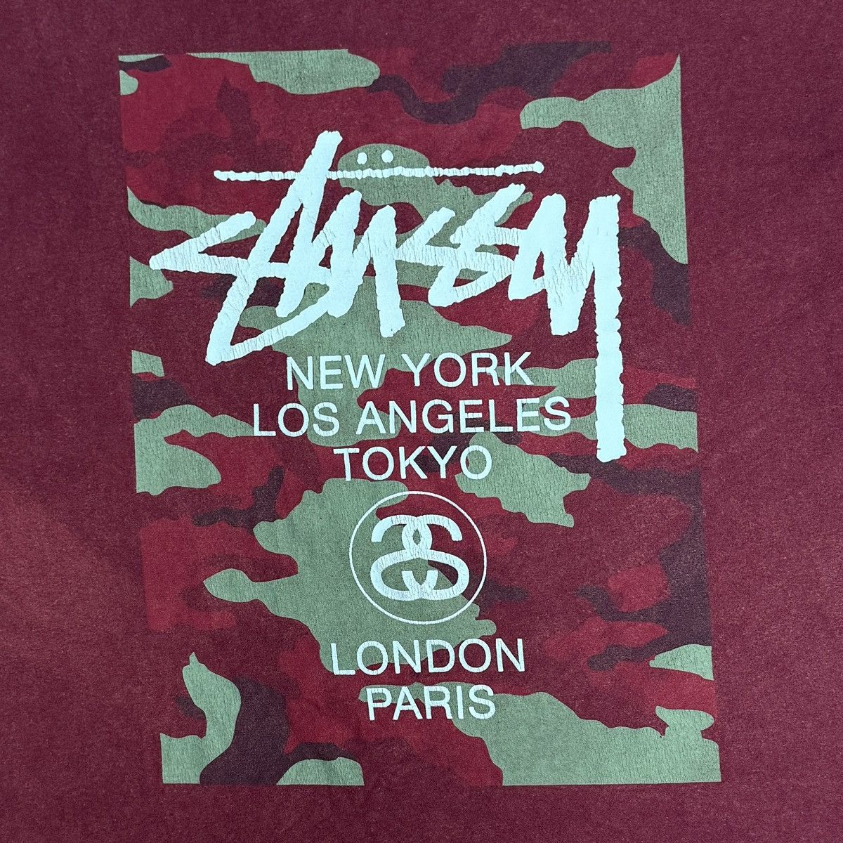 Stussy Vintage STUSSY Worldwide Burgundy & Blue T-Shirt - XL Y2K Size US XL / EU 56 / 4 - 2 Thumbnail