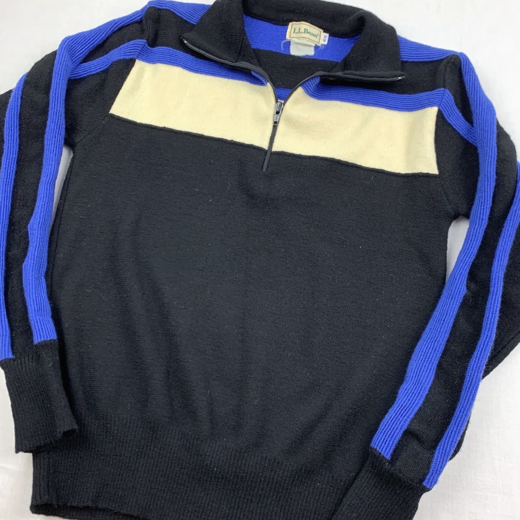 Vintage Vintage L.L. Bean Sweater Adult Medium Black Collar Quarter Zip Ski Snow 90s USA Size US M / EU 48-50 / 2 - 3 Thumbnail