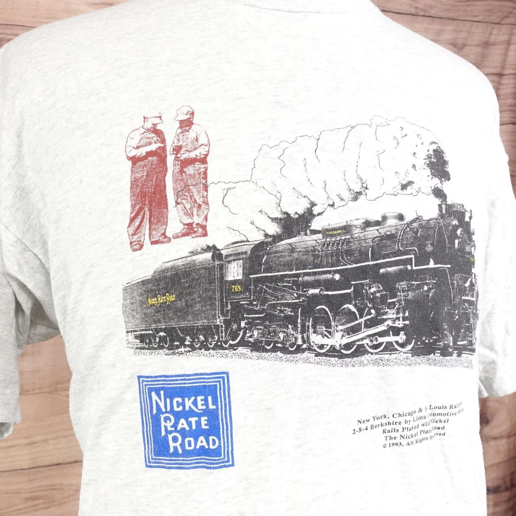Fruit Of The Loom VINTAGE Nickel Plate Road Shirt 2XL Gray Mens Crew Neck Short Sleeve Graphic Print 1993 Travel Railroad 90s Cotton Polyester Jersey Size US XXL / EU 58 / 5 - 3 Thumbnail