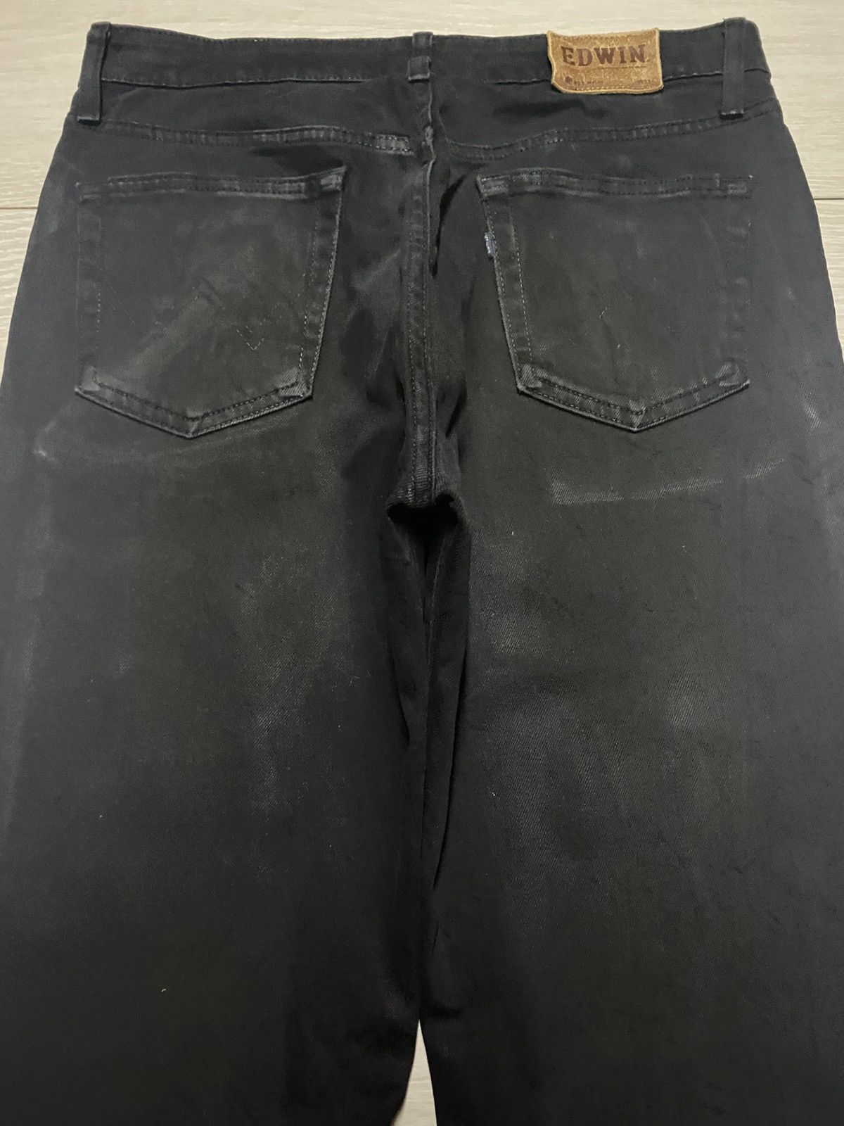 Edwin Vintage Edwin 403 W Flex Black Denim Distressed Loose Jeans Size US 31 - 4 Thumbnail
