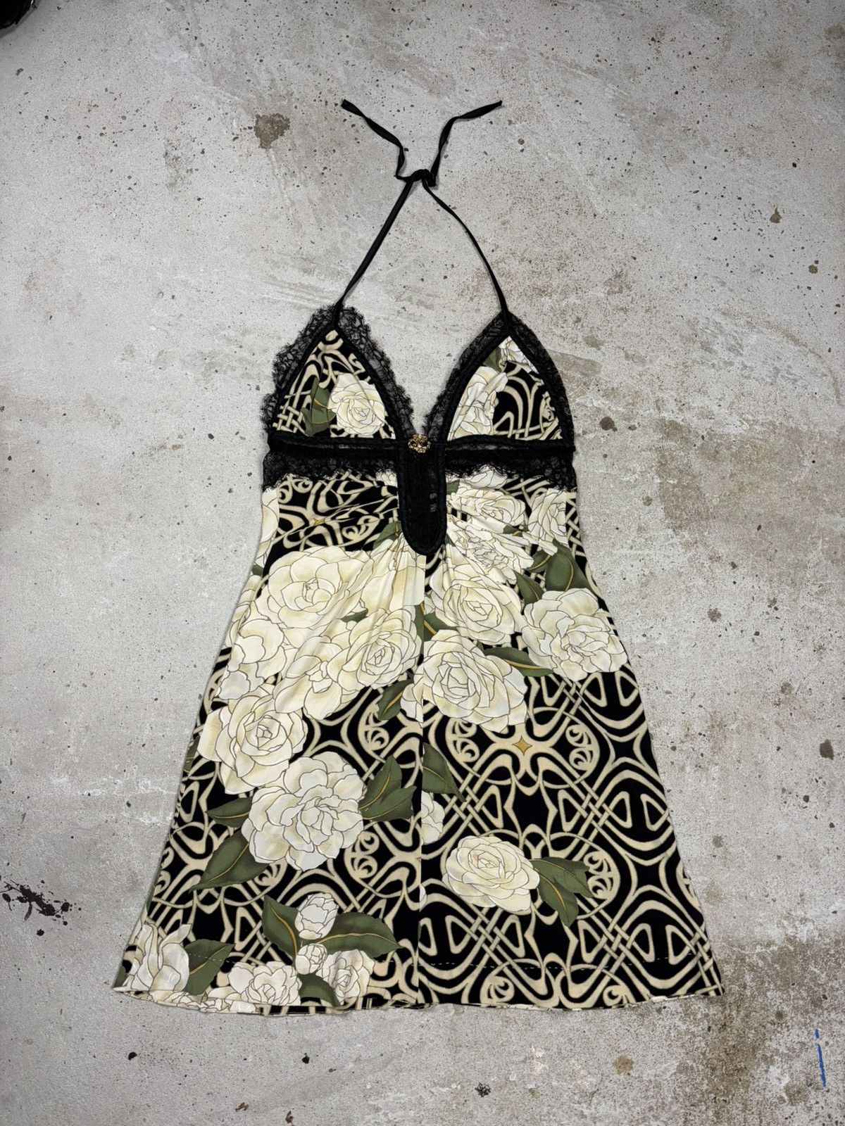 Roberto Cavalli Roberto Cavalli 2006 Floral Print Silk Slip Dress Lace Trims Size M / US 6-8 / IT 42-44 - 1 Thumbnail