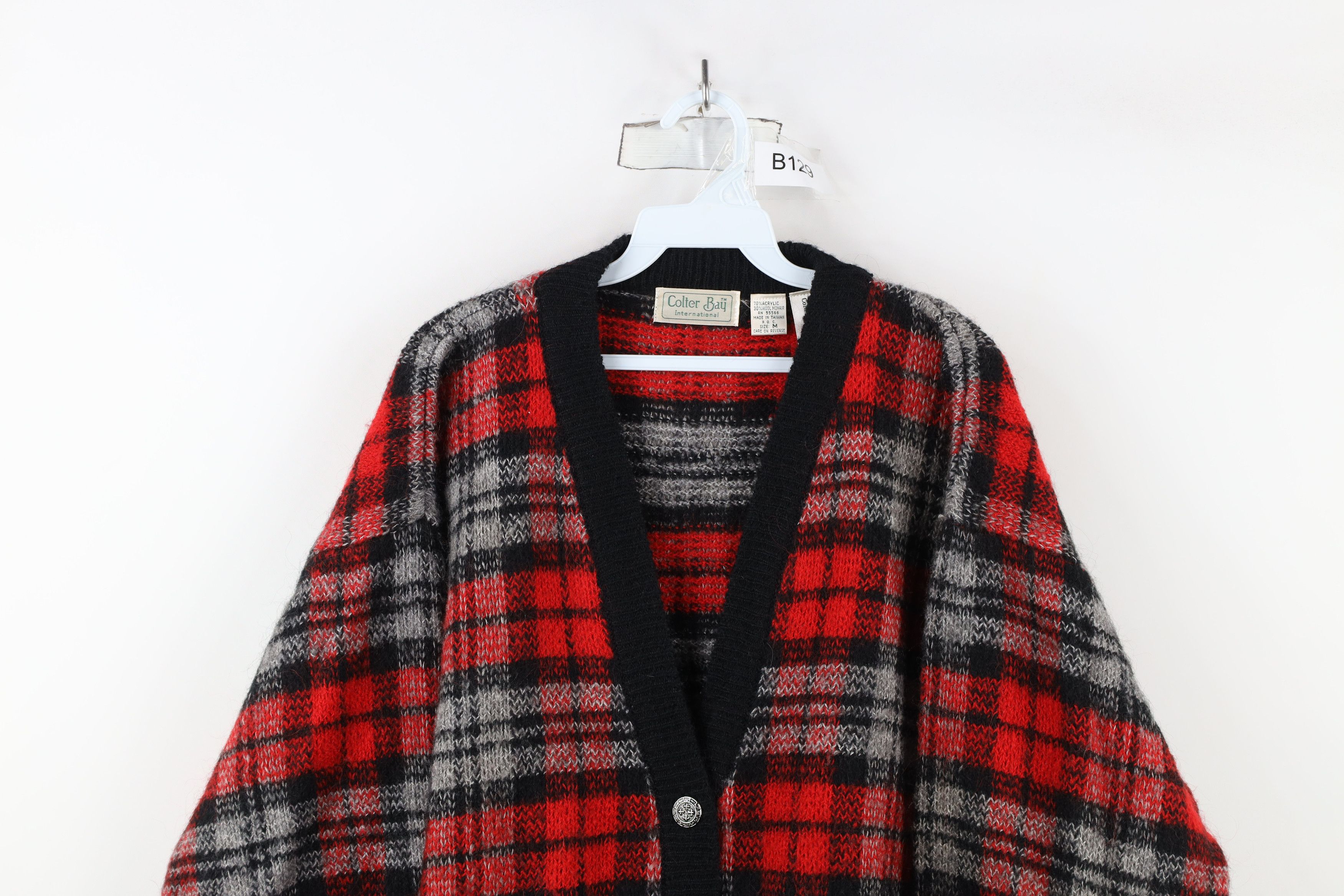 Vintage Vintage 90s Streetwear Blend Knit Cardigan Sweater Plaid Size M / US 6-8 / IT 42-44 - 2 Thumbnail