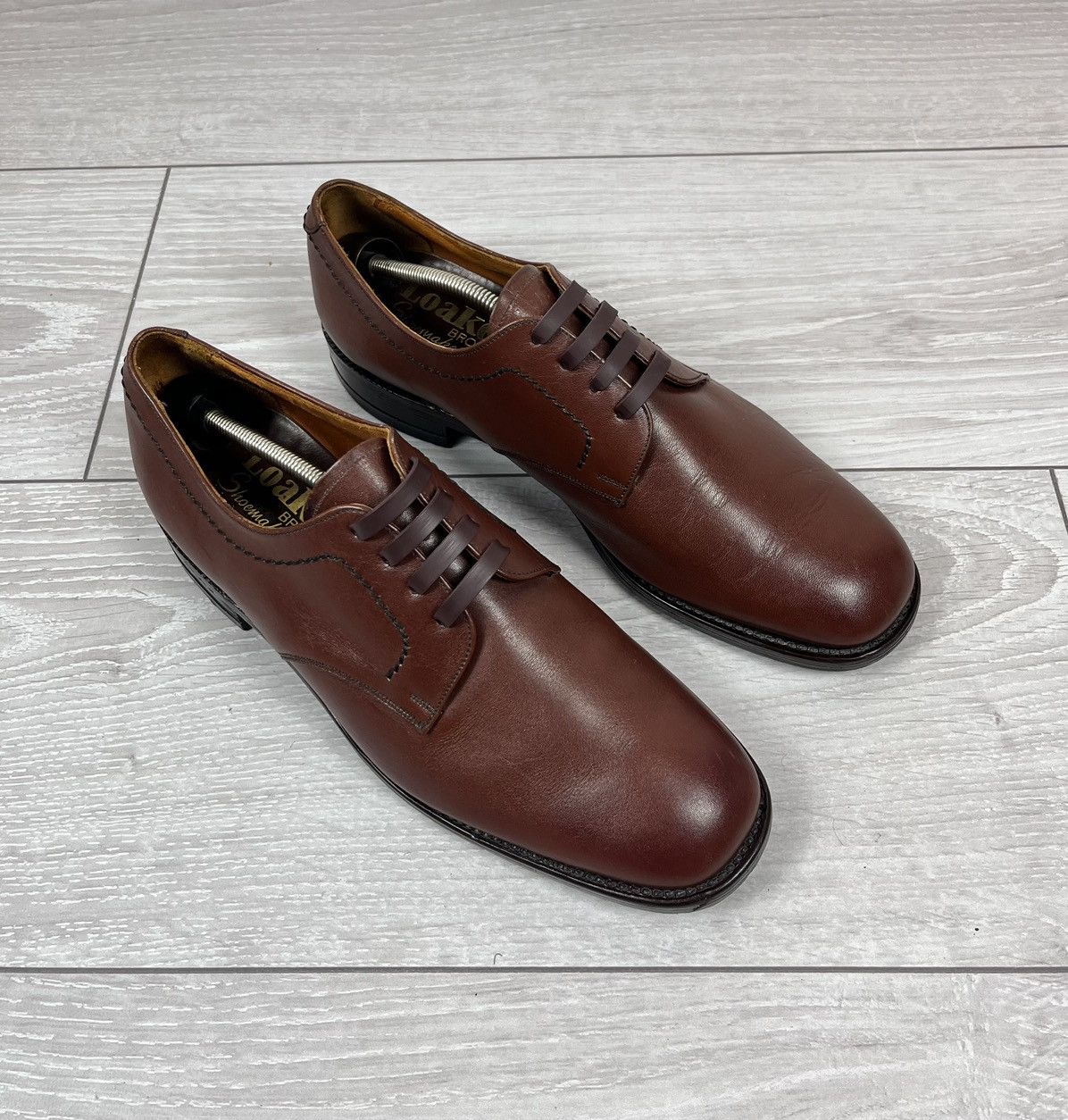 Loake Loake England Vintage Brown Leather Derby Shoes Boots Size US 12 / EU 45 - 3 Thumbnail