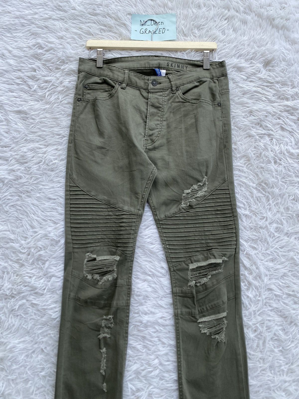 Japanese Brand Rare H&M Divided Distressed Biker Denim Skinny Pants Size US 31 - 5 Thumbnail