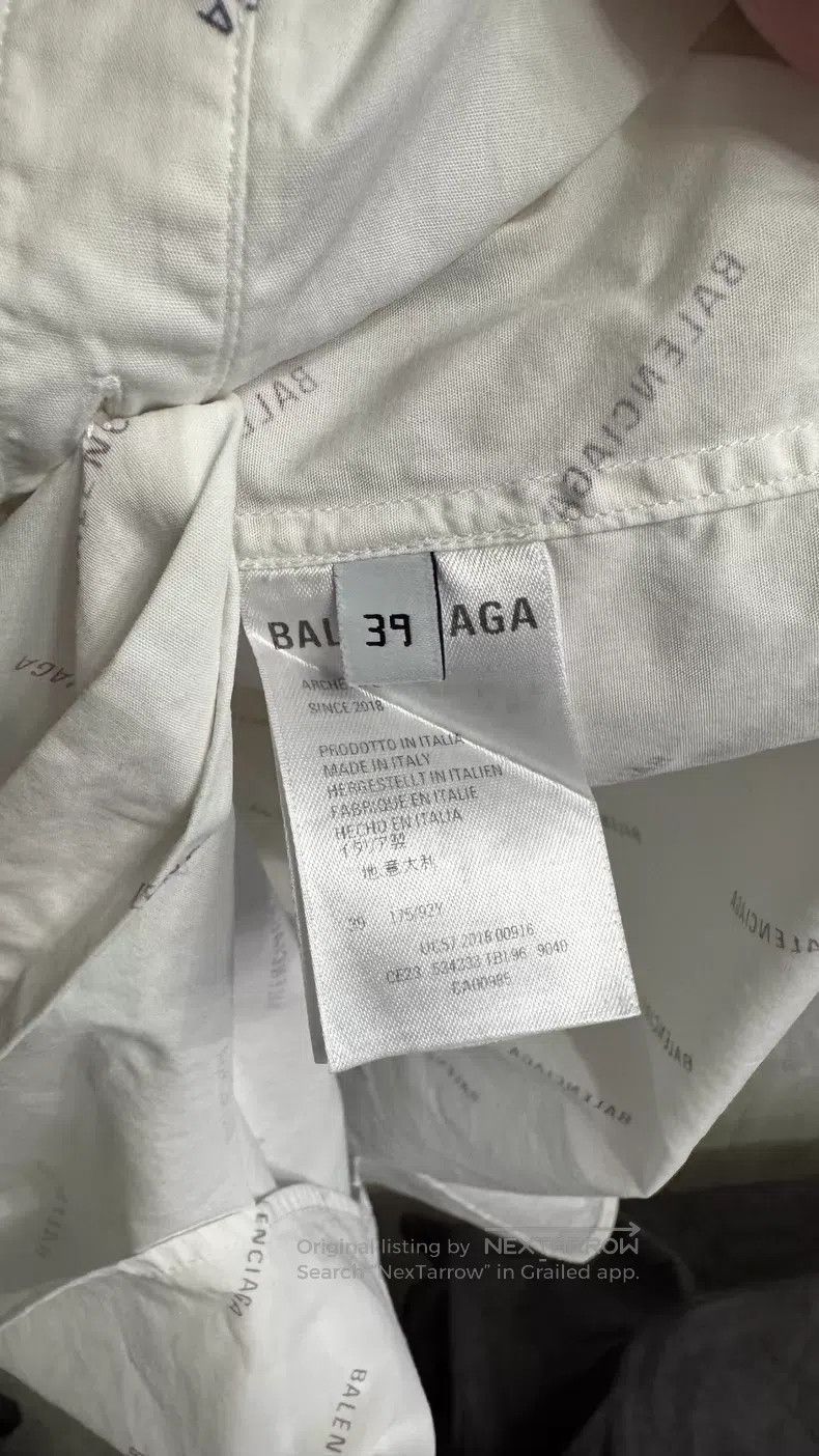 Balenciaga Balenciaga size 39 White Full Print Logo Shirt Size US XS / EU 42 / 0 - 4 Thumbnail