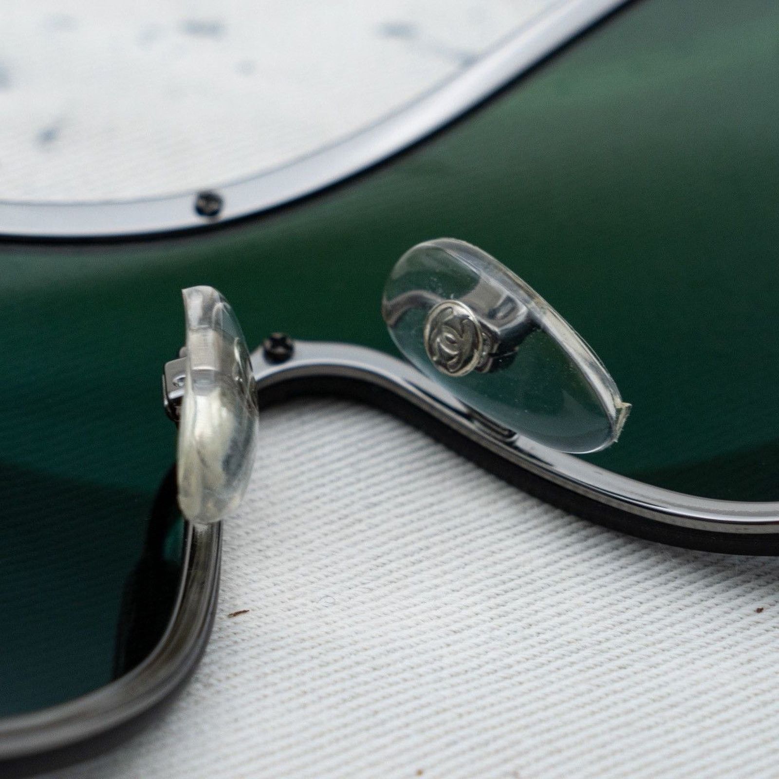Vintage iconic chanel mask pearl logo y2k shield sunglasses