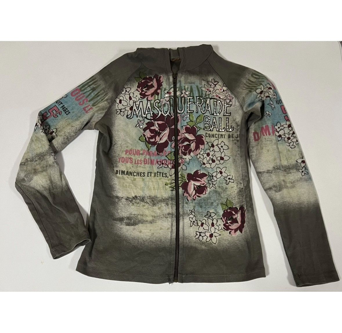 Vintage ‘Masquerade Ball’ Floral Diamond Y2K Sweatshirt Size S 🌹✨ Size S / US 4 / IT 40 - 1 Thumbnail