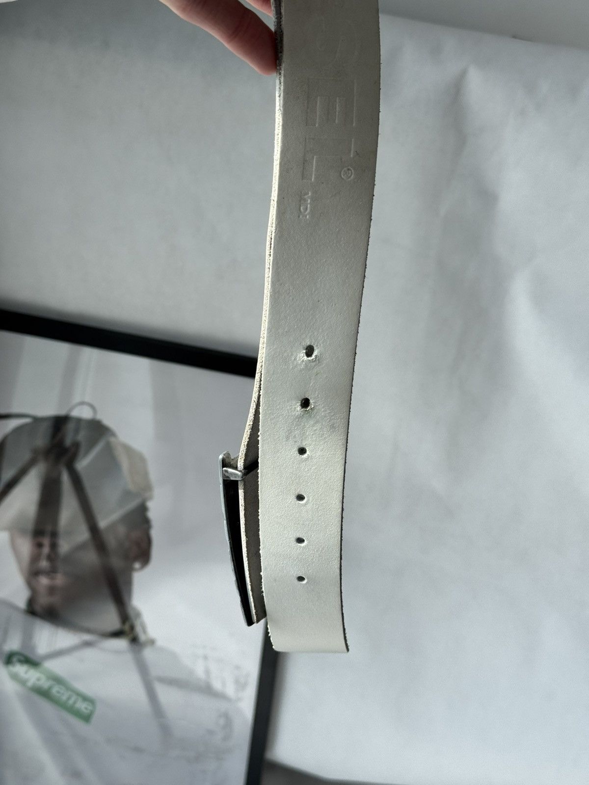 Diesel Archive Diesel Industry Metal Logo Belt White Leather Y2K Size ONE SIZE - 15 Thumbnail