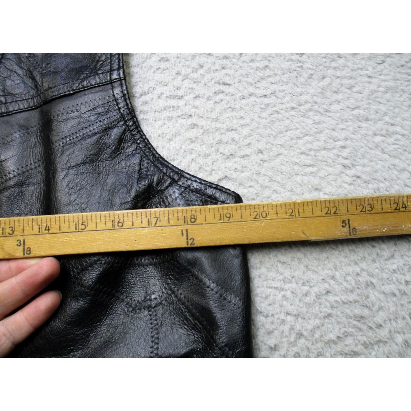 Vintage Italian Stone Design Leather Vest Mens Medium Black Biker Genuine Patchwork Size US M / EU 48-50 / 2 - 6 Thumbnail