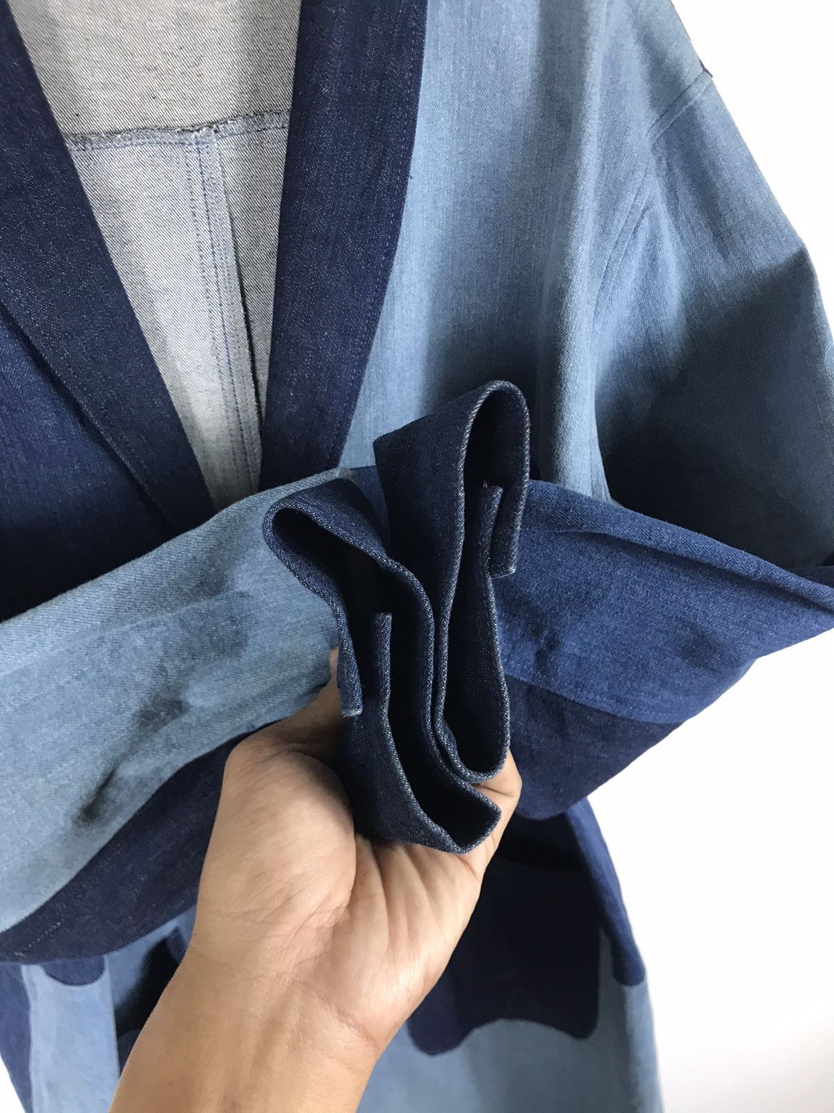 Japanese Brand 🔥 Timely Warning Blue Japan Denim Button Long Coat Jacket Size US L / EU 52-54 / 3 - 7 Thumbnail